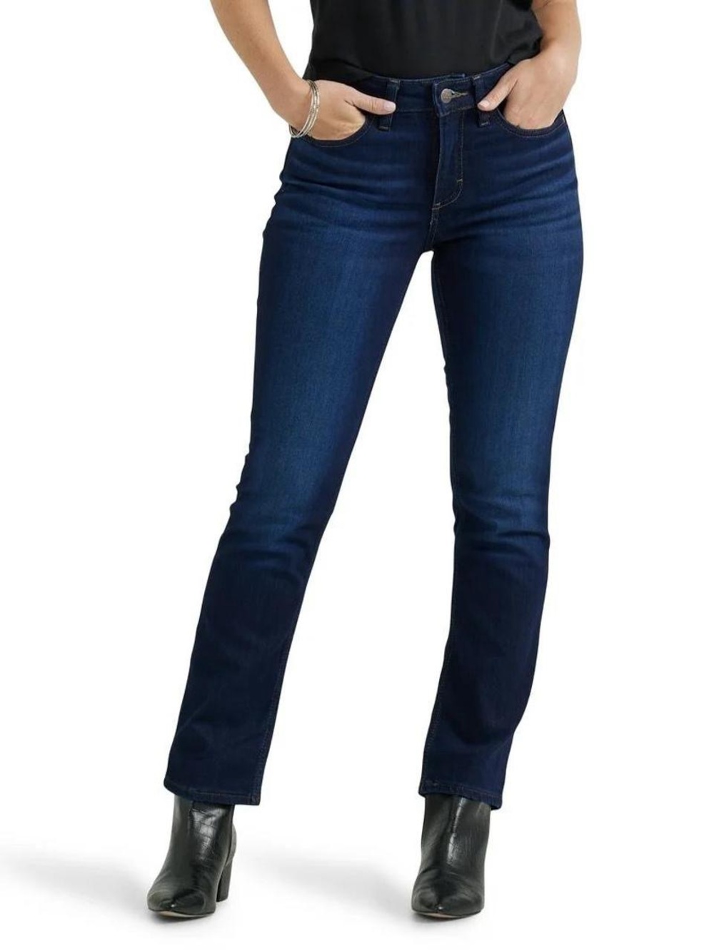Lee navy blue regular fit straight leg mid rise jeans